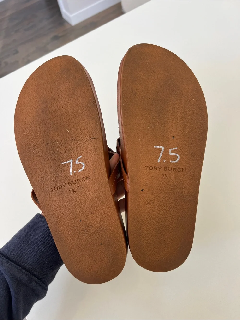 Tory Burch miller cloud nappa leather bourbon miele sandals size 7.5